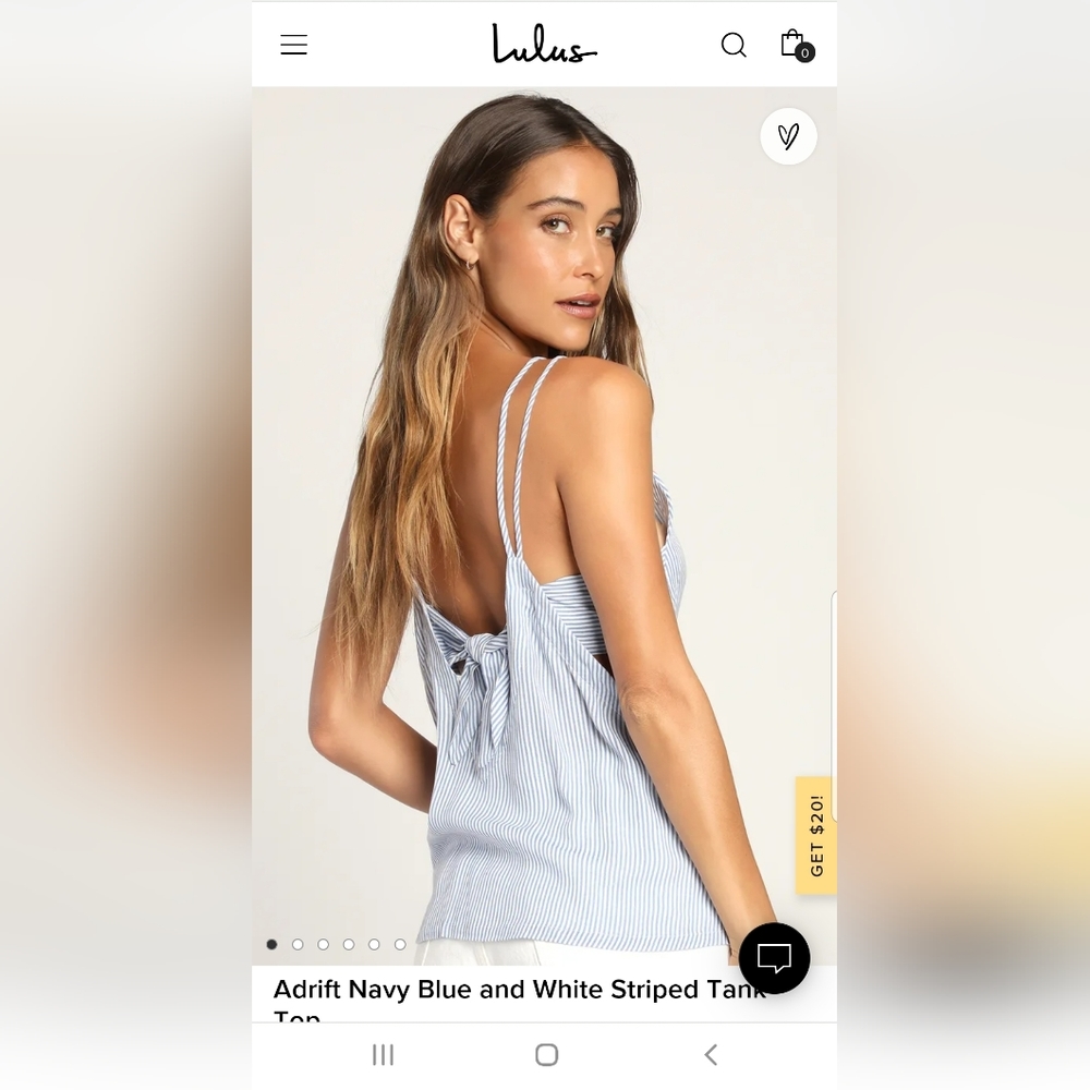 Lulus blue and white stripe tie tank NWT